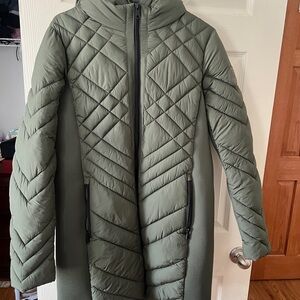 Quilted Green Hooded Coat